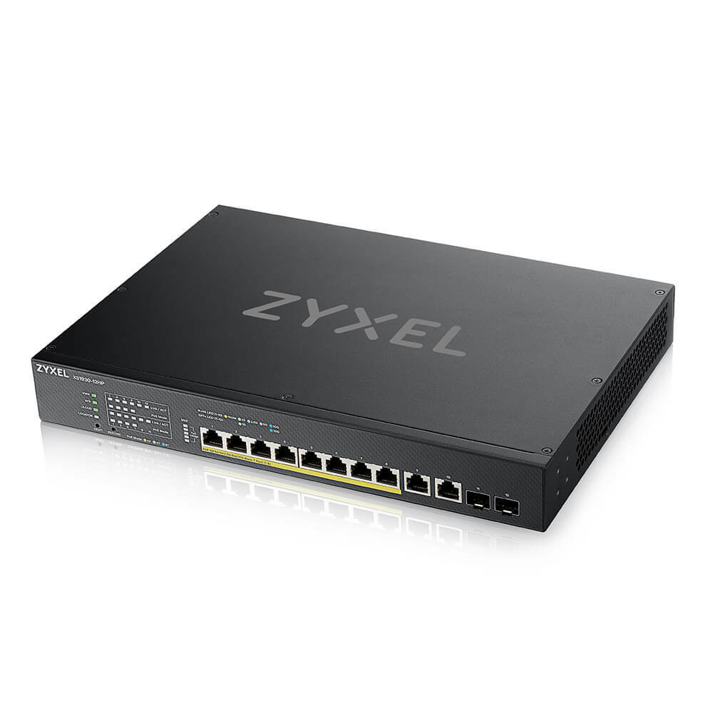 ZYXEL Hybrid Smart PoE ++ ZYXEL NebulaFlex XS1930-12HP switch, 19 "rack, 10xRJ-45: 1 / 2.5 / 5 / 10G (8 of them PoE ++ (802.3bt), 2xSFP +, 375 W PoE budget, standalone / cloud management
ZYXEL Hybrid Smart PoE ++ ZYXEL NebulaFlex XS1930-12HP switch, 19 "rack, 10xRJ-45: 1 / 2.5 / 5 / 10G (8 of them PoE ++ (802.3bt), 2xSFP +, 375 W PoE budget, standalone / cloud management