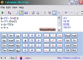 Программируемый калькулятор RichCalc работает не только с цифровыми данными, но также с символьными и логическими
