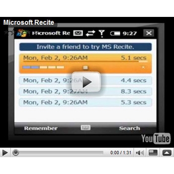 Microsoft Recite для Windows Mobile – поиск по звуковым заметкам