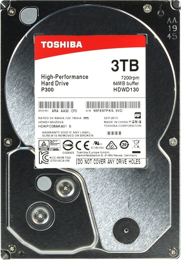 Жесткий диск  TOSHIBA 3.5 HDD P300 3TB 7.2K SATA3