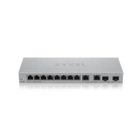 8-Port Gigabit Managed Switch, 2-Port 2.5G/2 SFP+ Smart коммутатор Zyxel XGS1210-12, 8xGE, 2x1/2,5GE, 2xSFP+, настольный, бесшумный