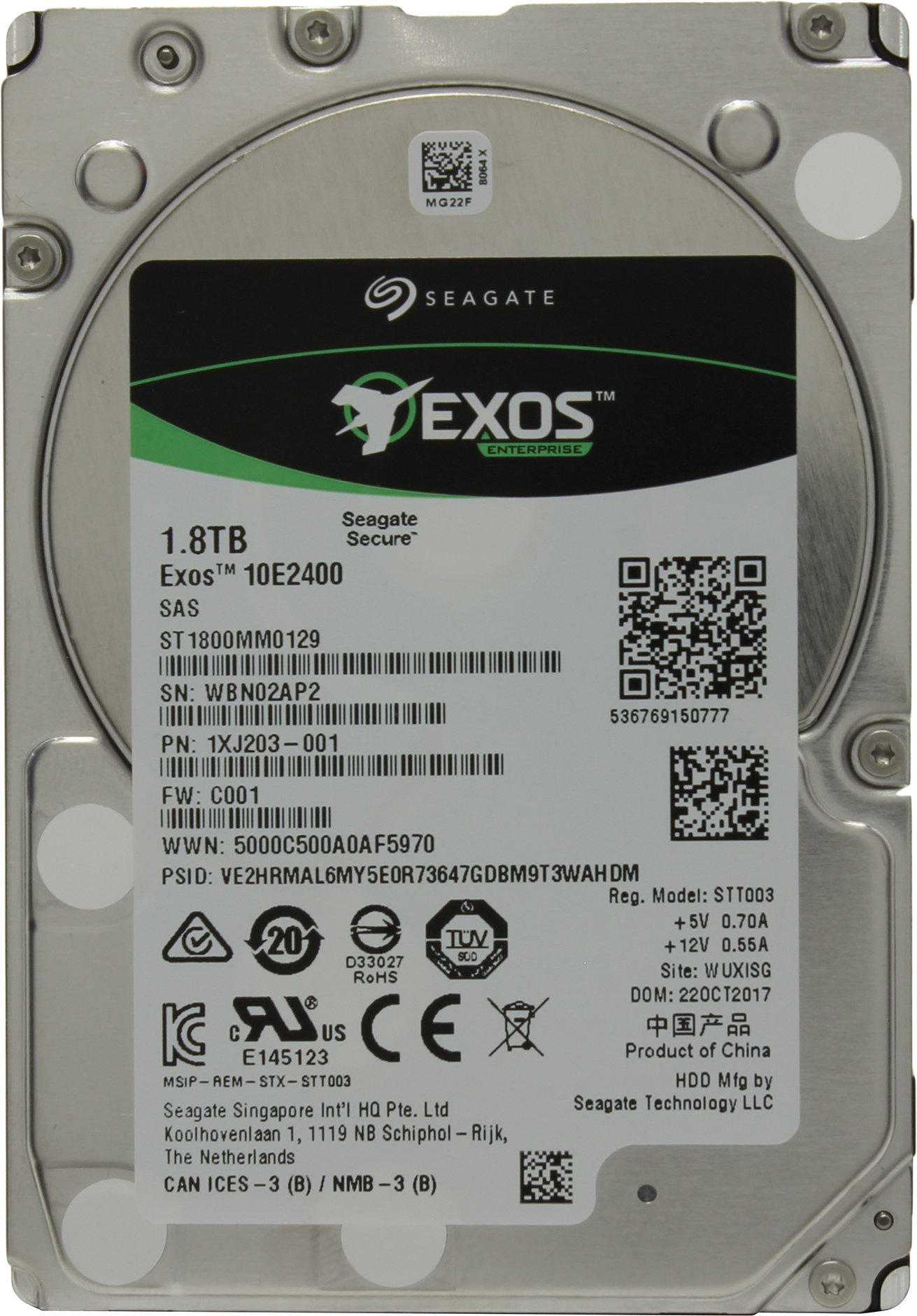 

Жесткий диск SEAGATE Exos 2.5 1800Gb 10K SAS 12Gb/s