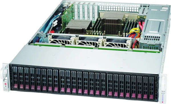SuperMicro CSE-216BE2C-R609JBOD 2U Storage JBOD Chassis with capacity 24 x 2.5 hot-swappable HDDs bays, Dual Expander Backplane Boards support SAS3/2 HDDs with 12Gb/s throughput