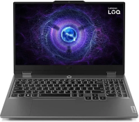 Ноутбук Lenovo LOQ 15IAX9 Core i5 12450HX 24Gb SSD512Gb NVIDIA GeForce RTX4050 6Gb 15.6" IPS FHD (1920x1080) noOS grey WiFi BT Cam (83GS00ELRK)