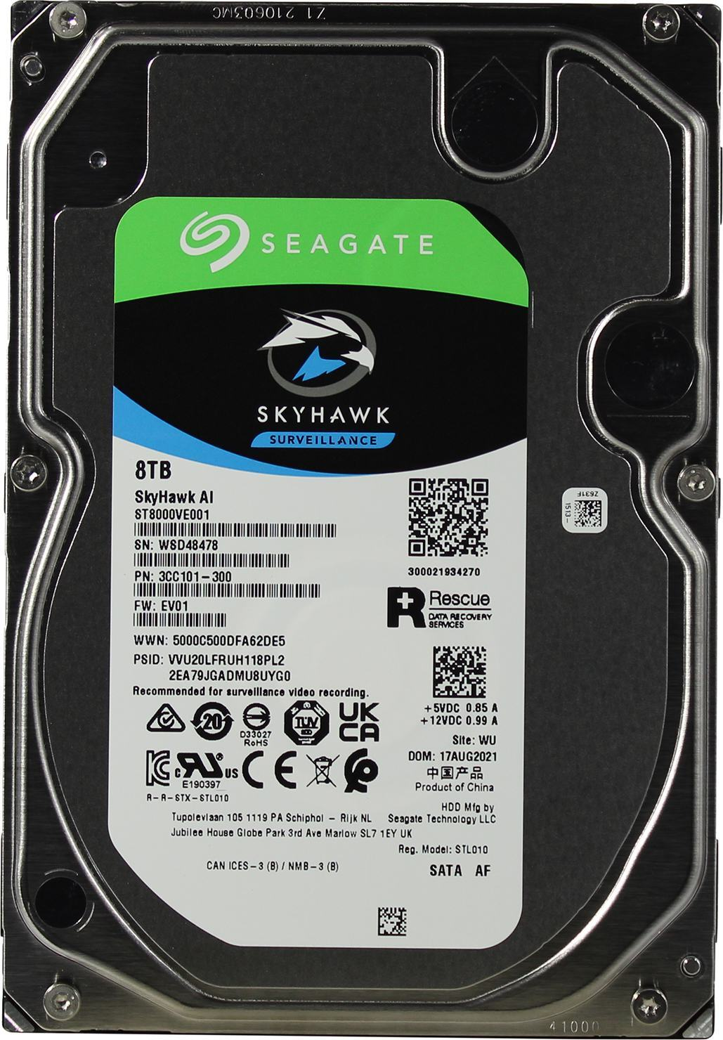 Жесткий диск  SEAGATE SkyHawk AI 3.5  8Tb 7.2K SATA3