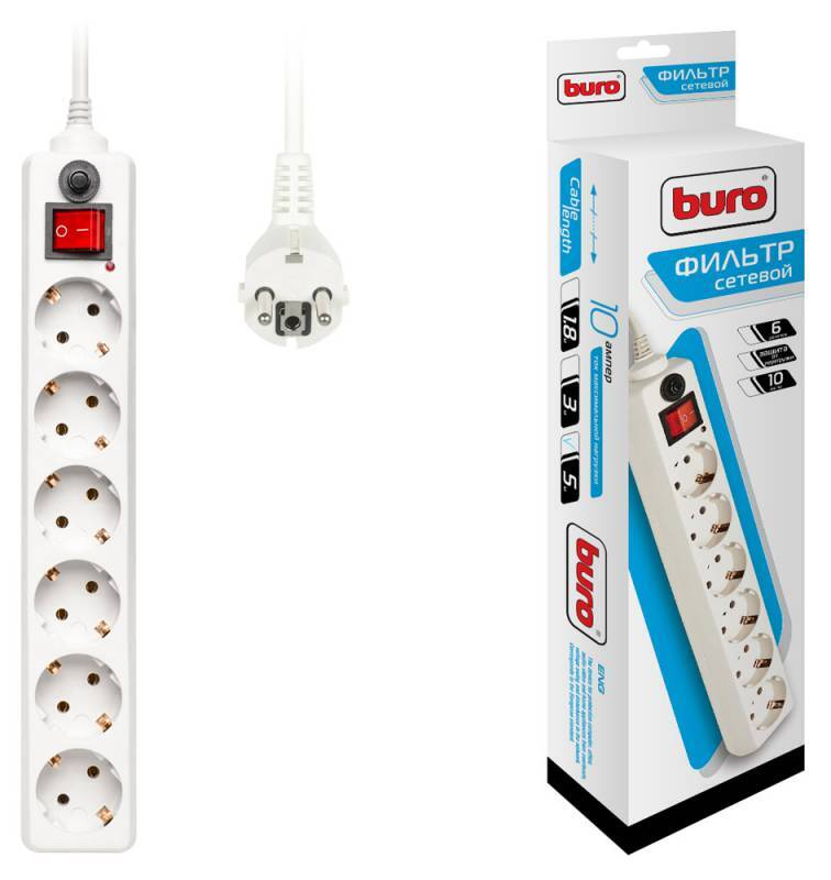 

Сетевой фильтр Buro Сетевой фильтр 600SH-5-W