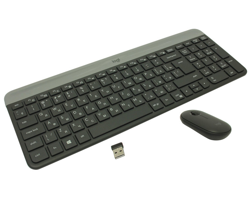 

Клавиатура + мышь Logitech MK470 клав:графитовый/светло-серый мышь:графитовый USB беспроводная slim (920-009180)