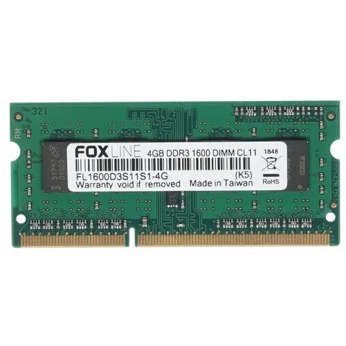   Foxline Laptop DDR3 1600 4GB, FL1600D3S11S1-4G, RTL
