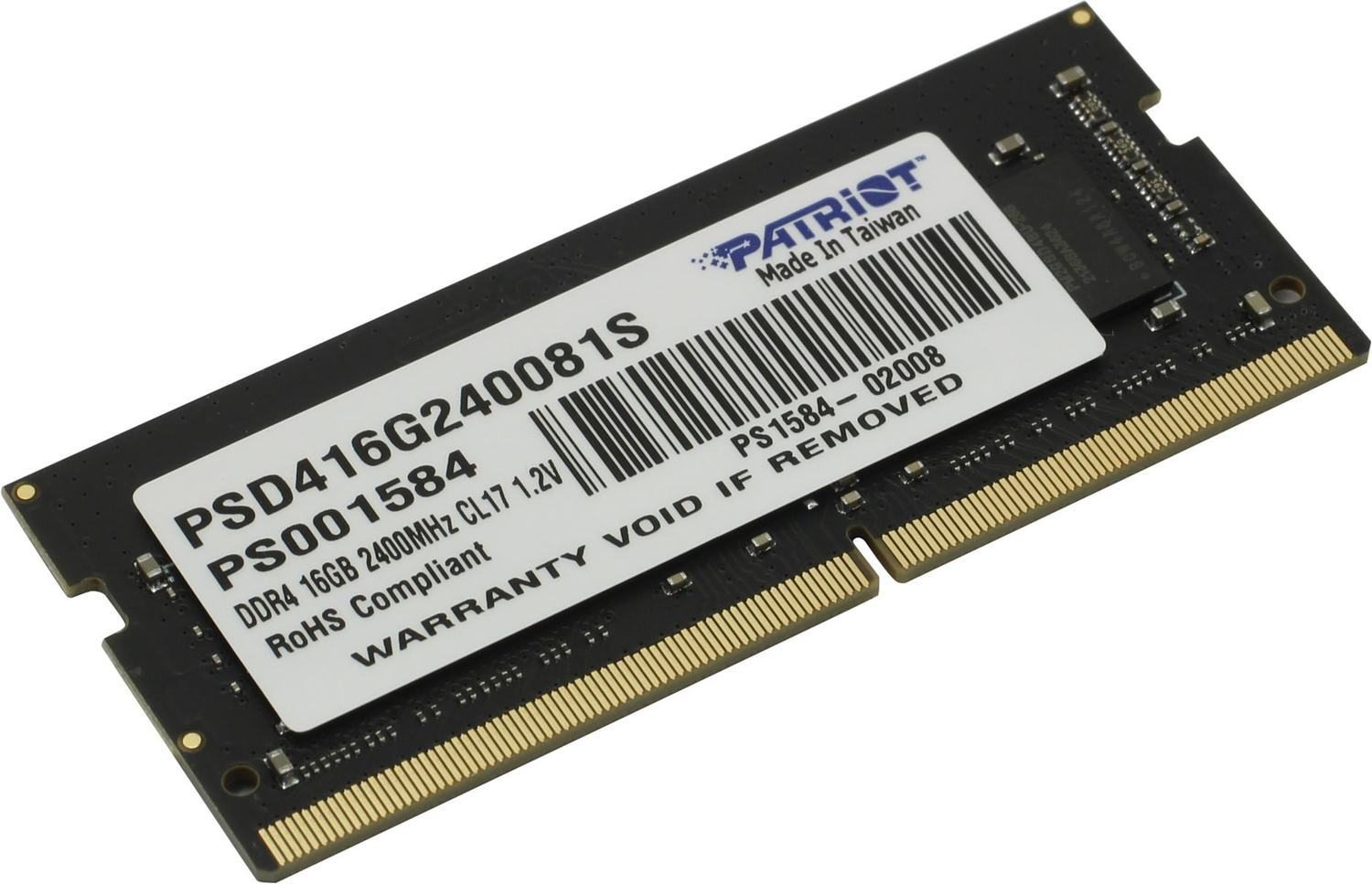 

Оперативная память Patriot Desktop DDR4 2400МГц 16Gb, PSD416G240081S, RTL