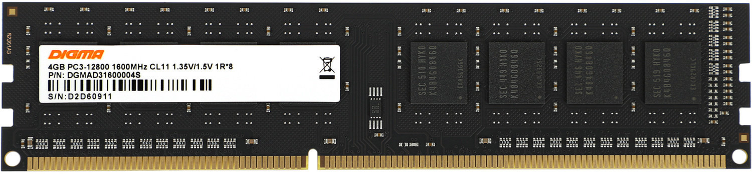 Оперативная память DIGMA DDR3L  4Gb, DGMAD31600004S, RTL