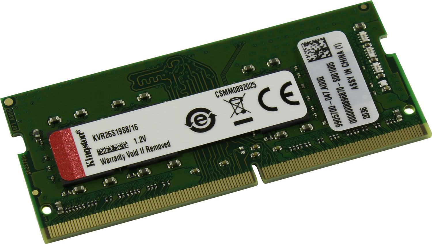   Kingston Desktop DDR4 2666 16GB, KVR26S19S8/16