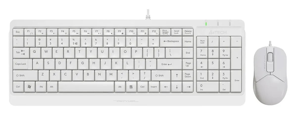 Клавиатура + мышь A4Tech Fstyler F1512 клав:белый мышь:белый USB (F1512 WHITE) A4tech - фото 1