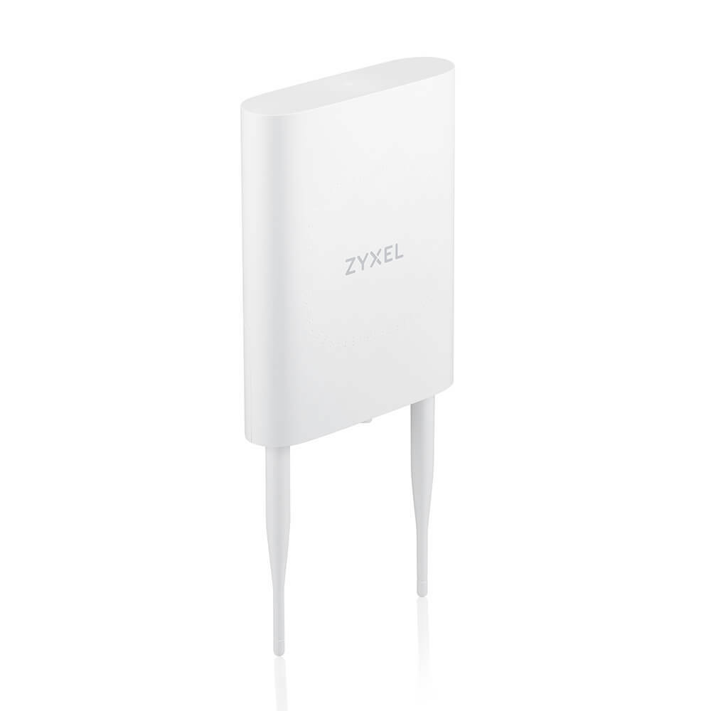 

Zyxel Zyxel NebulaFlex NWA55AXE hybrid outdoor access point, 802.11a / b / g / n / ac / ax (2.4 and 5 GHz), external 2x2 antennas (included), up to 575 + 1200 Mbps, 1xLAN GE, anti- 4G / 5G, no Captive portal and WPA-Enterprise support, IP55, PoE only, PoE
