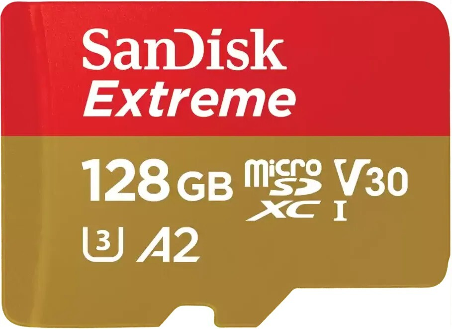 Карта памяти SanDisk Extreme microSD UHS I Card 128GB for 4K Video on Smartphones, Action Cams & Drones 190MB/s Read, 90MB/s Write, Lifetime Warranty SanDisk