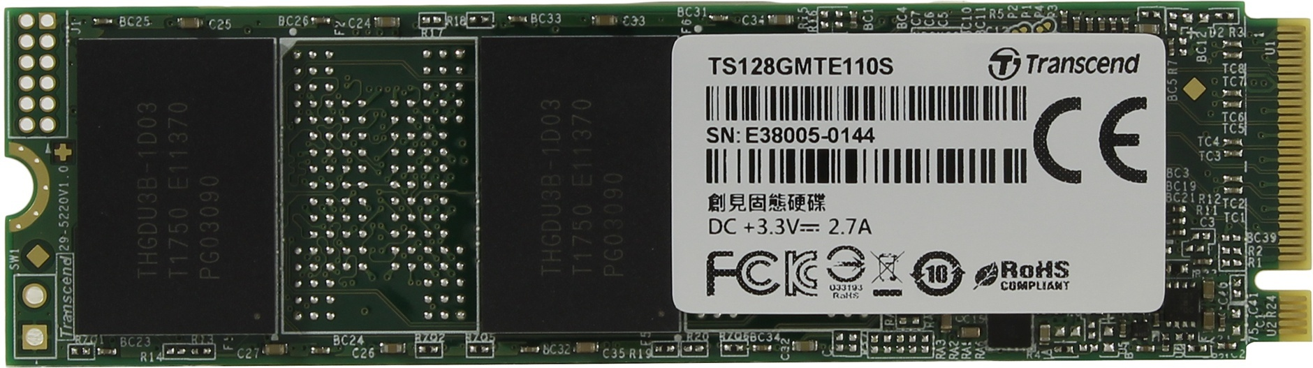 Внутренний твердотельный накопитель TRANSCEND M.2 SSD 128GB