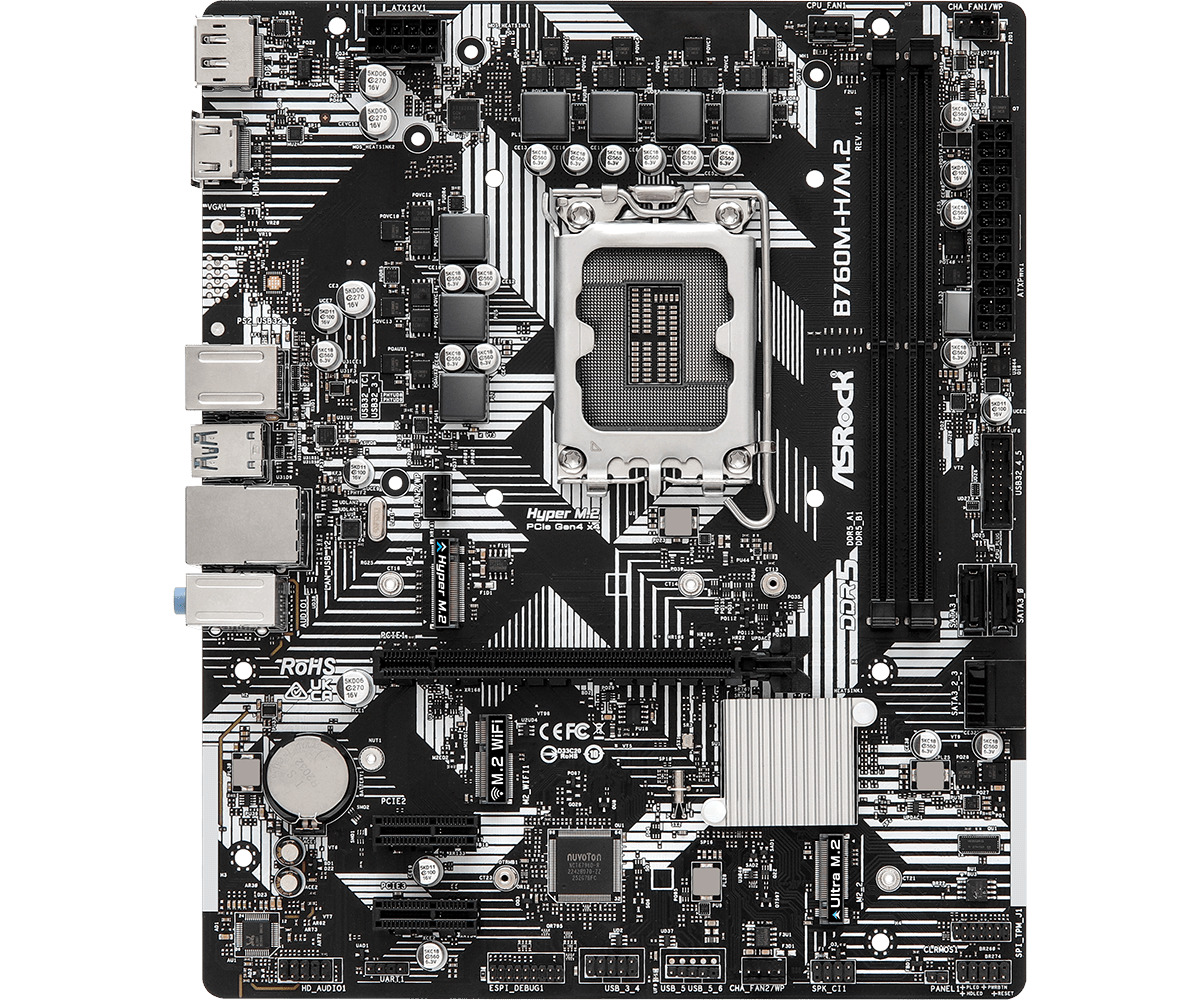 

Материнская плата ASRock LGA 1700 Intel B760 B760M-H/M.2