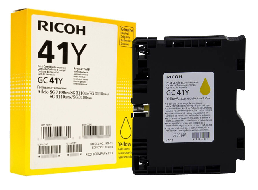 Картридж Ricoh GC 41Y для Aficio 3110DN/ 3110DNw/3100SNw/3110SFNw/7100DN. Жёлтый. 2200 страниц. Ricoh - фото 1