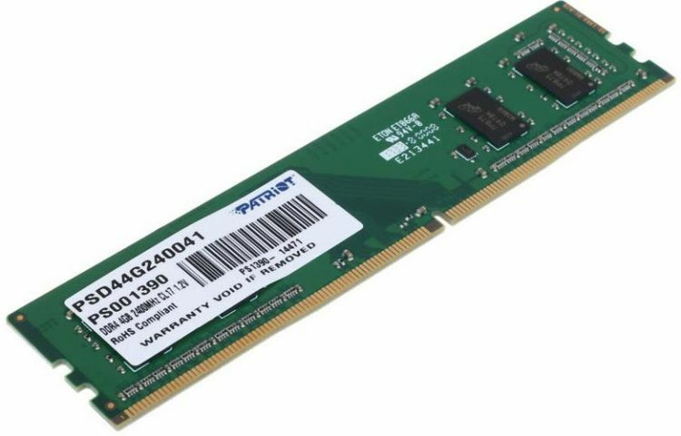 

Оперативная память Patriot Desktop DDR4 2400МГц 4GB, PSD44G240041, RTL