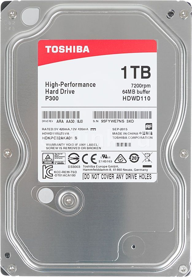 Жесткий диск  TOSHIBA 3.5 HDD P300 1TB 7.2K SATA3