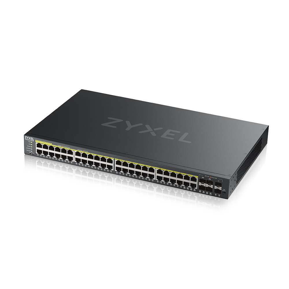 

ZYXEL NebulaFlex Pro GS2220-50HP Hybrid L2 PoE+ Switch, 19 "rack, 44xGE PoE +, 4xCombo (SFP / RJ-45 PoE+), 2xSFP, 375W PoE Budget, Standalone / Cloud Management