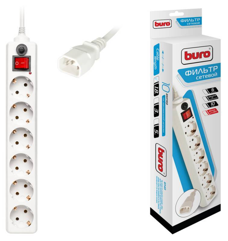 

Сетевой фильтр Buro Сетевой фильтр 600SH-1.8-UPS-W
