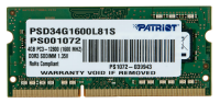 Оперативная память Patriot Desktop DDR3 1600МГц 4GB, PSD34G1600L81S, RTL