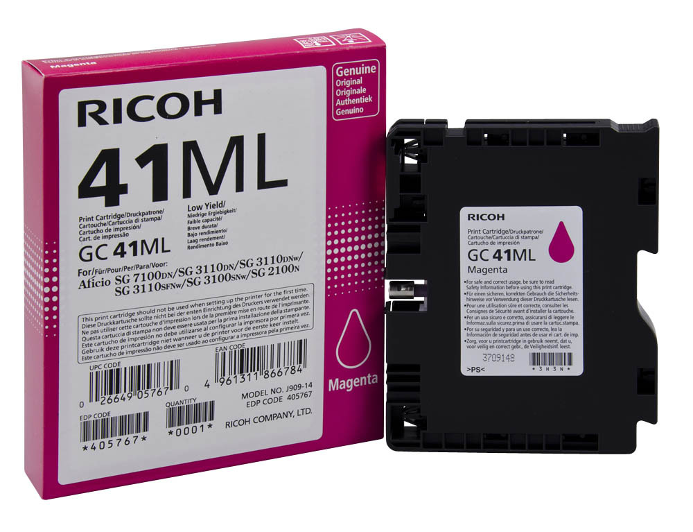 Картридж Ricoh GC 41ML для Aficio SG 2100N/ 3110DN/ 3110DNw/3100SNw/3110SFNw/7100DN. Пурпурный. 600 страниц. Ricoh - фото 1