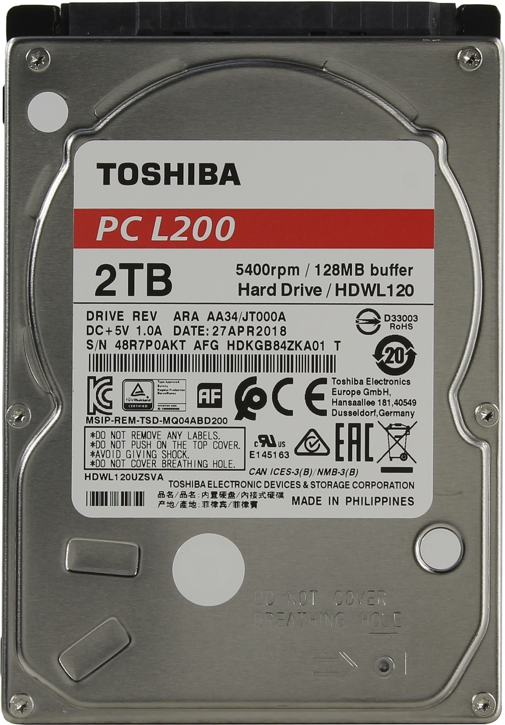 Жесткий диск  TOSHIBA 2.5 HDD L200 2TB 5.4K SATA3