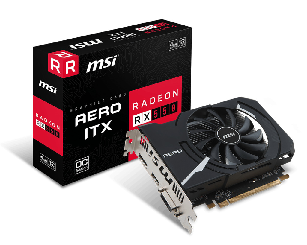 Видеокарта MSI Radeon RX 550 4 ΓБ Retail (Radeon RX 550 AERO ITX 4G OC)  купить, цена в интернет-магазине Allsoft