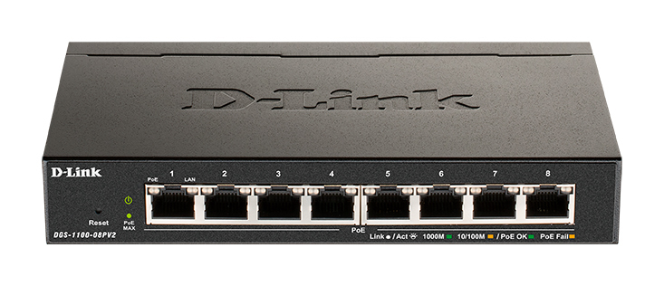 Коммутатор D-Link DGS-1100-08PV2 DGS-1100-08PV2 A3A L2 8x1Гбит с 8PoE 64W настраиваемый 13183₽