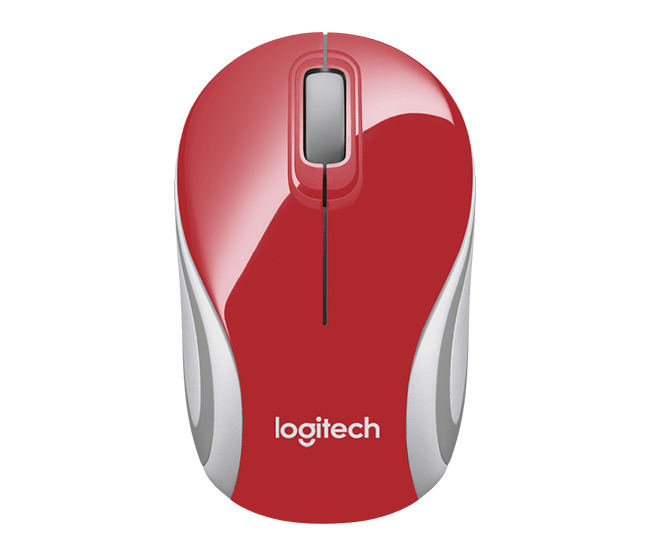 Мышь Logitech Mini M187 красный/серый оптическая (1000dpi) беспроводная USB для ноутбука (2but) Logitech - фото 1