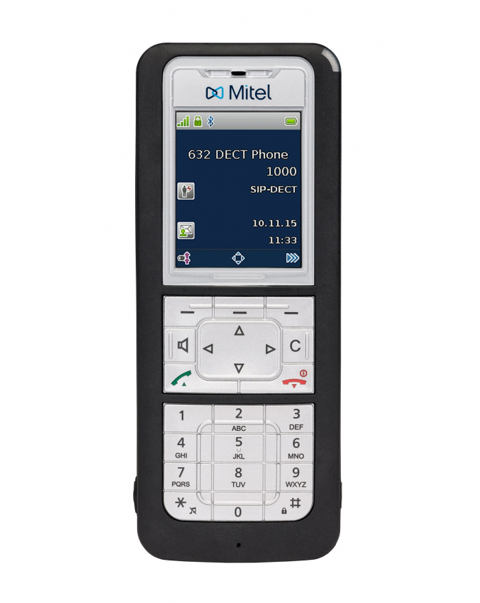 Беспроводной телефон dect Mitel 632d v2 DECT phone, IP65, color display TFT, Bluetooth, USB, charger included (repl. 80E00013AAA-A) Mitel - фото 1