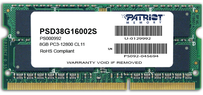 Оперативная память Patriot Desktop DDR3 1600МГц 8GB, PSD38G16002S, RTL