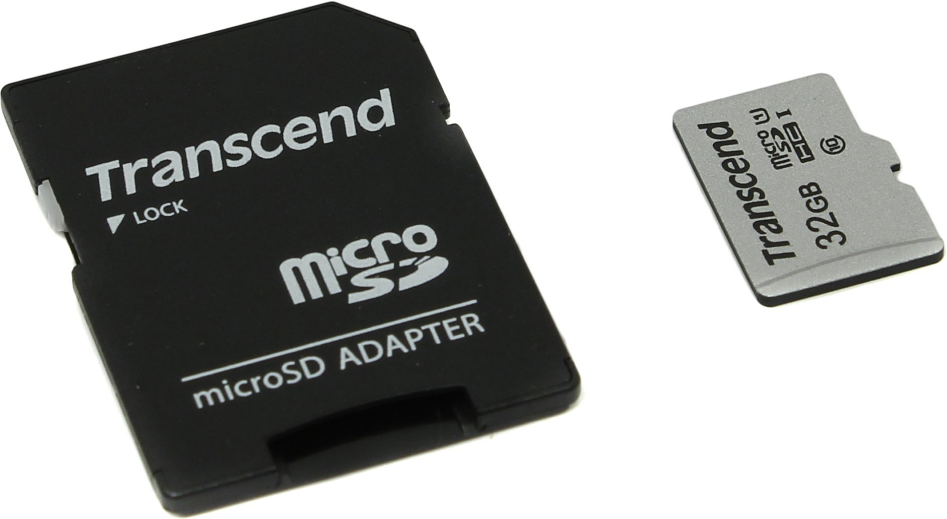 Флеш карта microSDHC 32Gb Class10 Transcend TS32GUSD300S-A + adapter TRANSCEND - фото 1