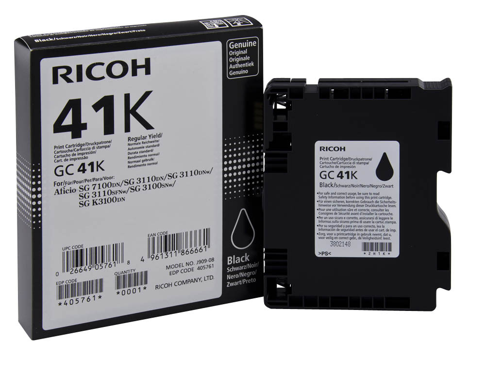 Картридж Ricoh GC 41K для Aficio 3110DN/ 3110DNw/3100SNw/3110SFNw/7100DN. Чёрный. 2500 страниц. Ricoh - фото 1