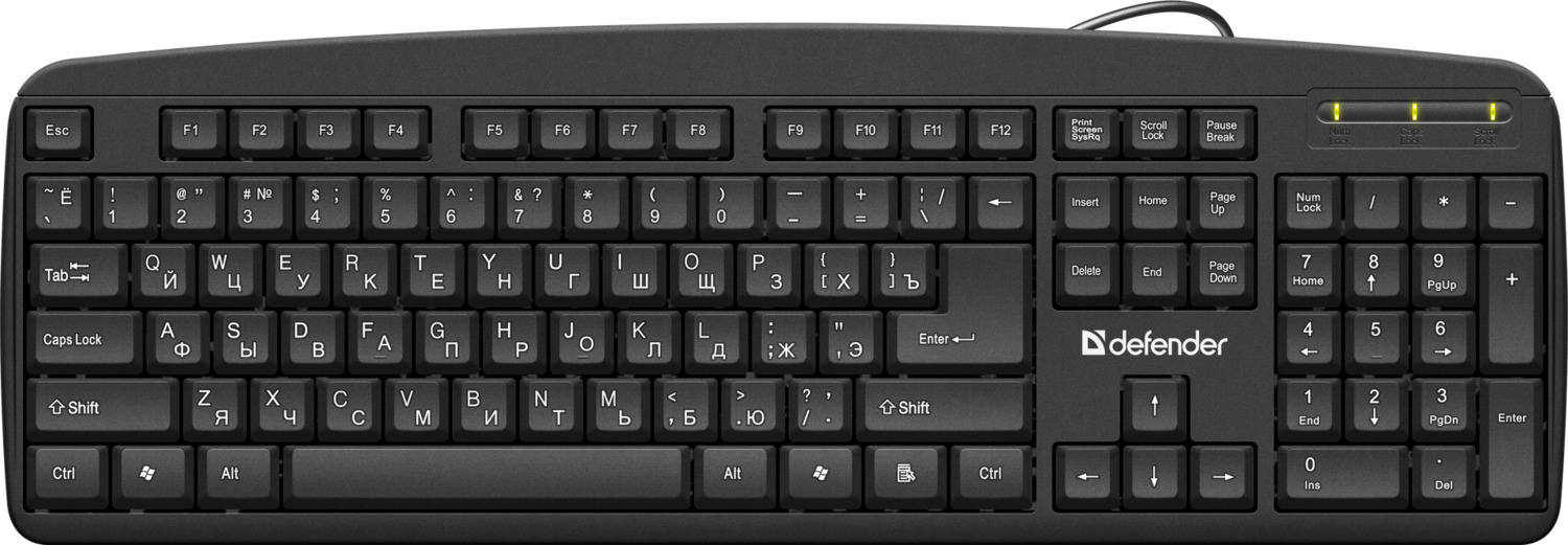 Defender Проводная клавиатура Office HB-910 RU,черный,полноразмерная
