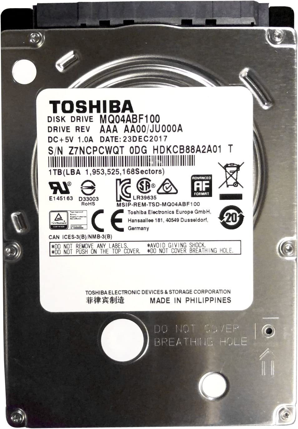    TOSHIBA 2.5 HDD  1TB 5.4K SATA3