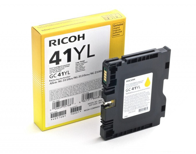 Картридж Ricoh GC 41YL для Aficio SG 2100N/ 3110DN/ 3110DNw/3100SNw/3110SFNw/7100DN. Жёлтый. 600 страниц. Ricoh - фото 1