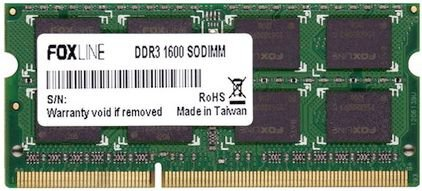 

Оперативная память Foxline Laptop DDR3 1600МГц 8GB, FL1600D3S11-8G, RTL