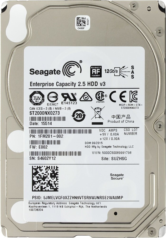 Жесткий диск  SEAGATE Enterprise Capacity HDD 2.5  2TB 7.2K SAS 12Gb/s