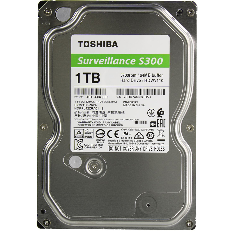 Жесткий диск  TOSHIBA S300 Surveilance 3.5  1TB 5.4K SATA3