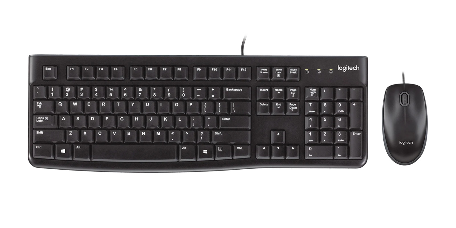 Комплект клавиатура и мышь Logitech Комплект Logitech Desktop MK120 (920-002561) клавиатура K120 черная, 104 клавиши с защитой от воды |920-002589| Клавиатура K120, мышь M100, цвет черный, USB, RTL Logitech - фото 1