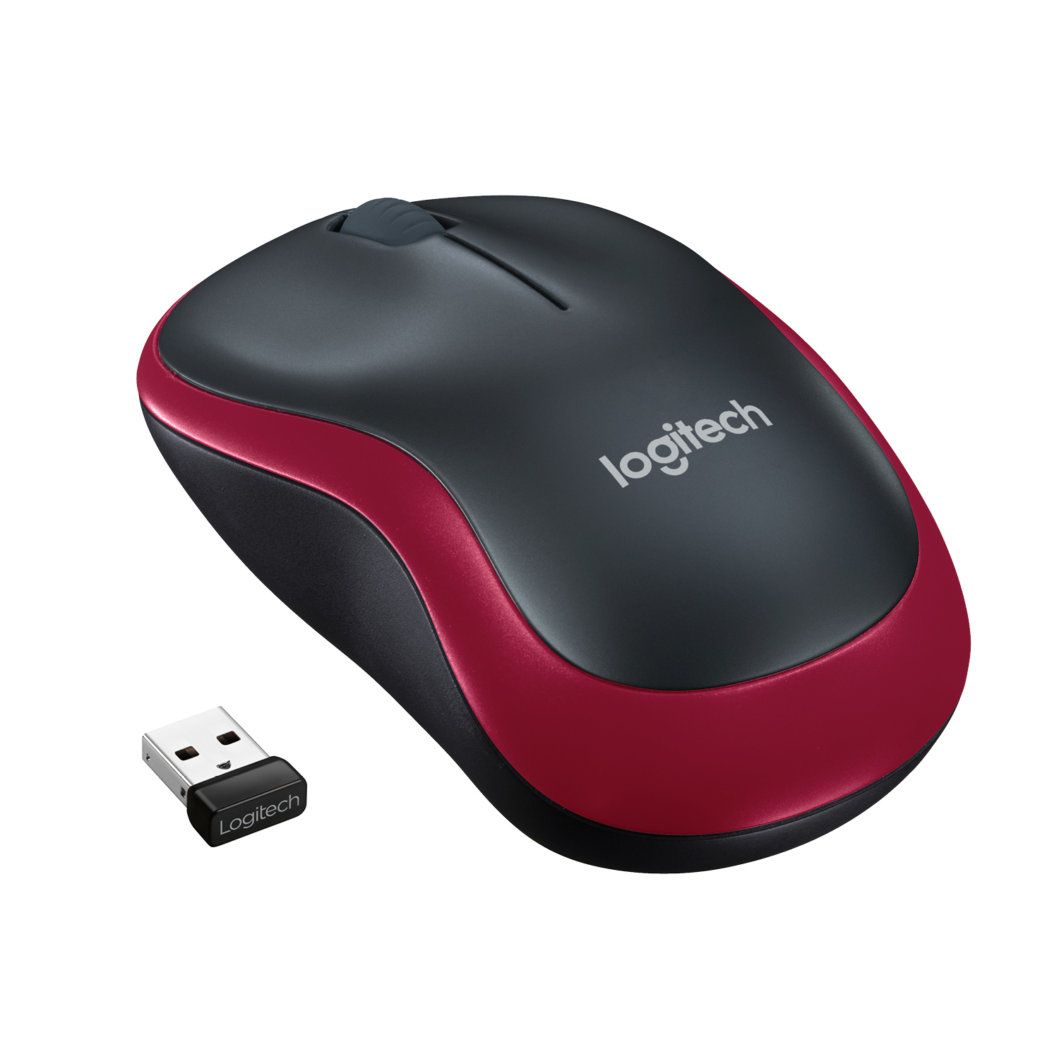 Мышь Logitech M185 красный/черный оптическая (1000dpi) беспроводная USB1.1 для ноутбука (2but) Logitech - фото 1