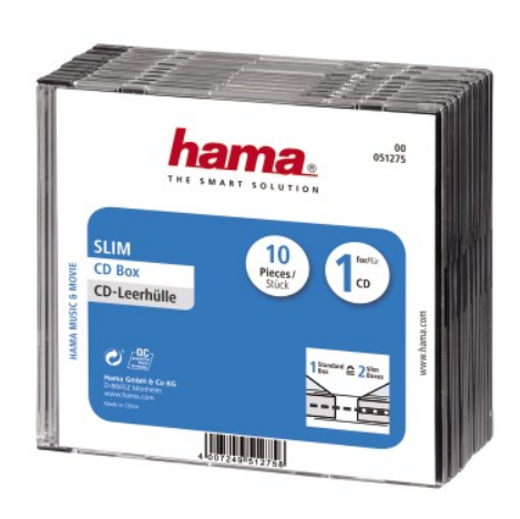 Коробка Hama на 1CD/DVD H-51275 прозрачный (упак.:10шт) HAMA - фото 1