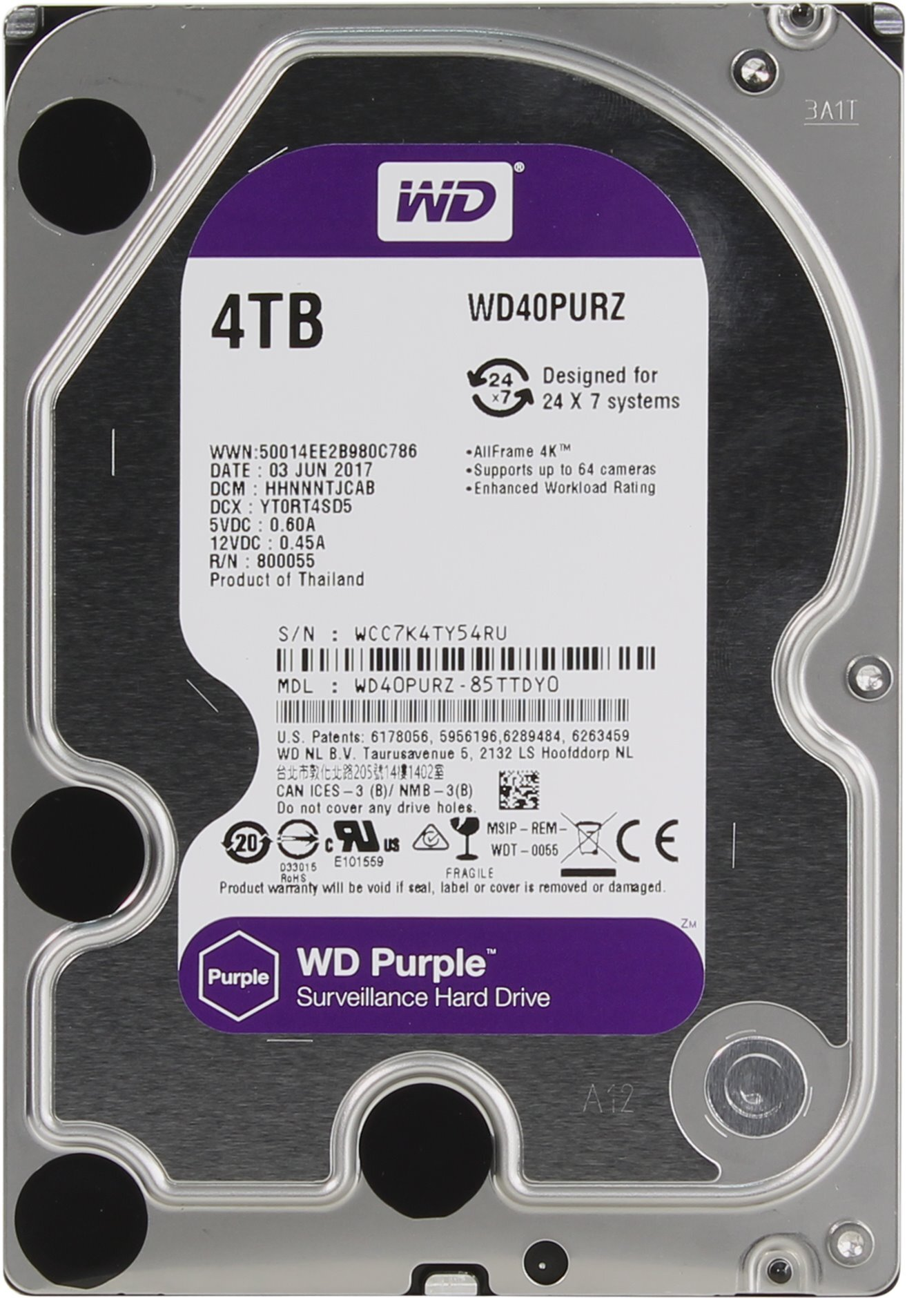 

Жесткий диск Western Digital 3.5 HDD 4TB 5.4K SATA3