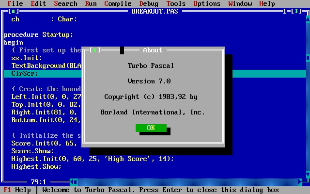 Turbo Pascal 7.0 Embarcadero