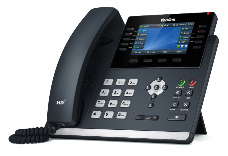 Проводной телефон sip YEALINK SIP-T46U, цветной экран, 2 порта USB, 16 аккаунтов, BLF, PoE, GigE, без БП Yealink